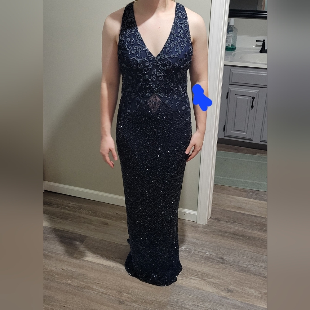 Vintage Blue Beaded Dress Size Large